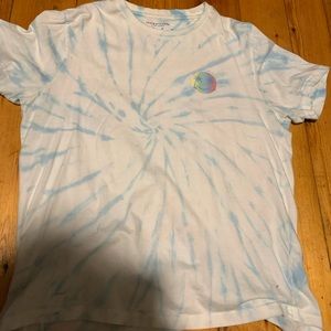 Light blue tie die t-shirt with smiley face
